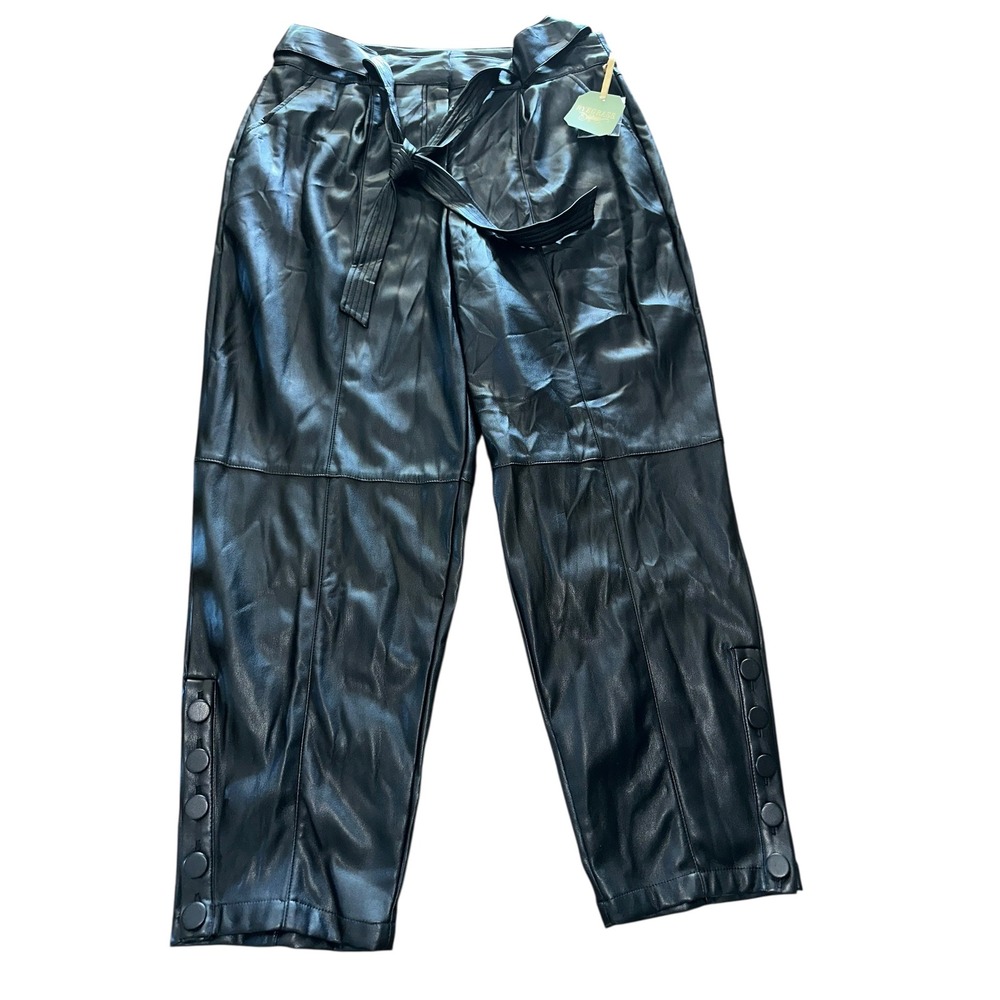 Ryegrass Women's‎ Faux Leather Pants Belted Black Size 10 New